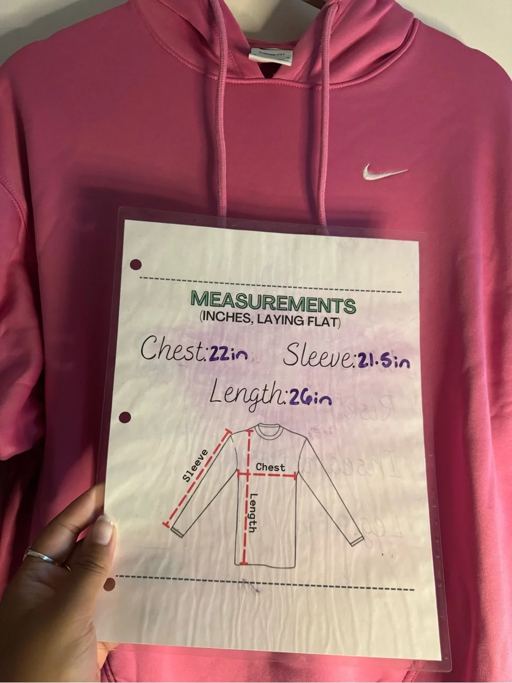 Nike Pink Women's Crewneck Hoodie with White Swoosh